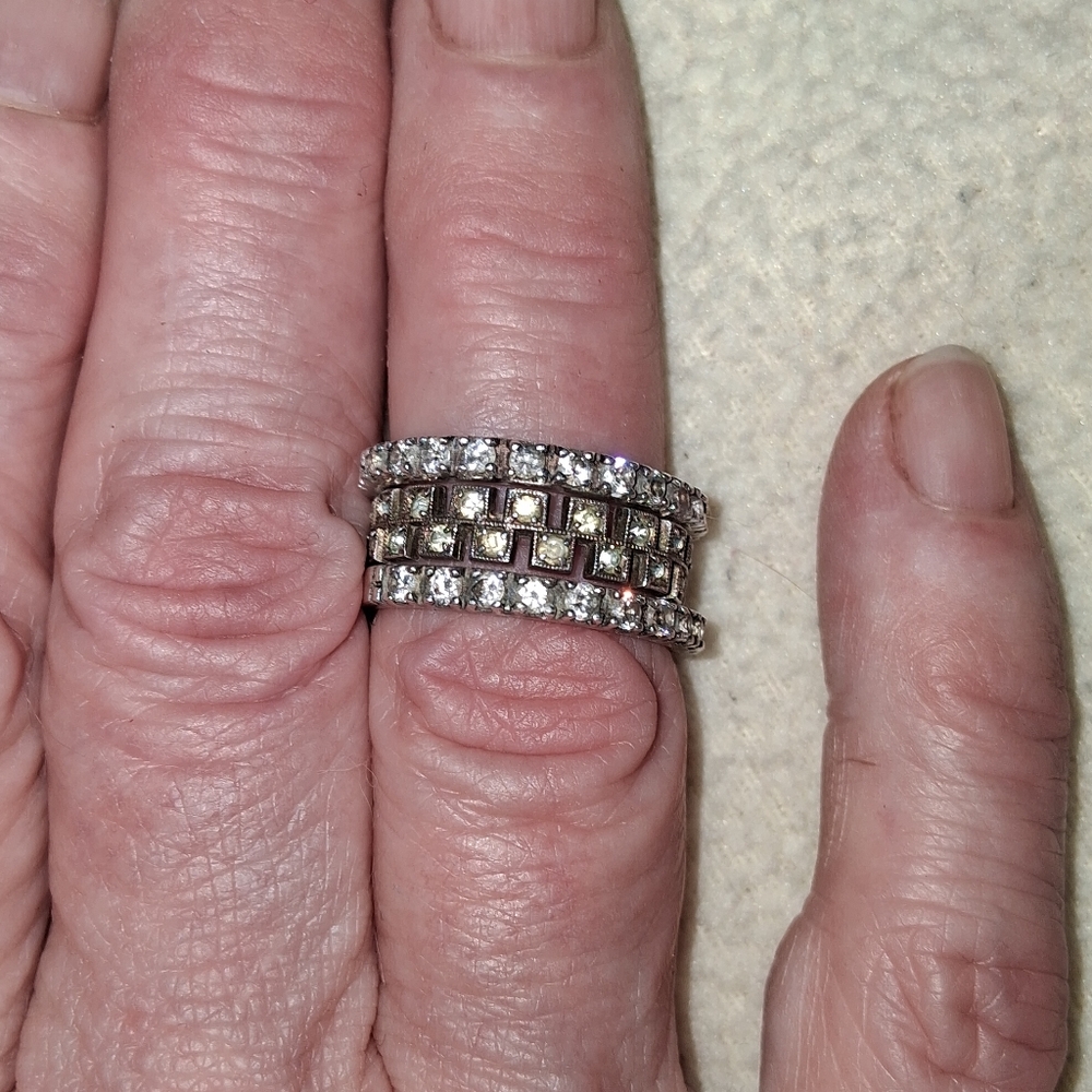Three Sterling Silver Stackable Rings Size 7 Marcasite CZ? Vintage